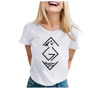 Camiseta de manga corta para mujer con texto en inglés "Dios es más grande que los altibajos", Blanco, L