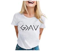 Camiseta de manga corta para mujer con texto en inglés "Dios es más grande que los altibajos", Blanco, XL