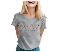 Camiseta de manga corta para mujer con texto en inglés "Dios es más grande que los altibajos", Gris claro., M