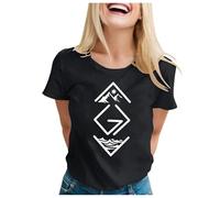 Camiseta de manga corta para mujer con texto en inglés "Dios es más grande que los altibajos", Negro , S