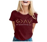 Camiseta de manga corta para mujer con texto en inglés "Dios es más grande que los altibajos", rojo, M