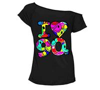 Camiseta de manga corta para mujer con texto en inglés "I Love 90s", diseño retro de estrellas pop, Negro, 16-18