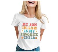 Camiseta de manga corta para mujer con texto en inglés "My Yeryn ist Mein Lieblingskind", para el Día de la Madre, manga corta, Blanco, S