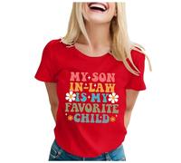 Camiseta de manga corta para mujer con texto en inglés "My Yeryn ist Mein Lieblingskind", para el Día de la Madre, manga corta, rojo, M