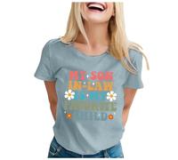 Camiseta de manga corta para mujer con texto en inglés "My Yeryn ist Mein Lieblingskind", para el Día de la Madre, manga corta, azul claro, L