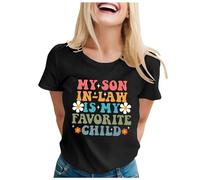 Camiseta de manga corta para mujer con texto en inglés "My Yeryn ist Mein Lieblingskind", para el Día de la Madre, manga corta, Negro , M