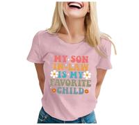 Camiseta de manga corta para mujer con texto en inglés "My Yeryn ist Mein Lieblingskind", para el Día de la Madre, manga corta, Rosa., S