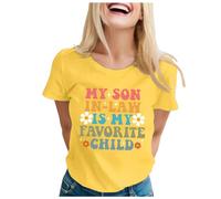 Camiseta de manga corta para mujer con texto en inglés "My Yeryn ist Mein Lieblingskind", para el Día de la Madre, manga corta, amarillo, S