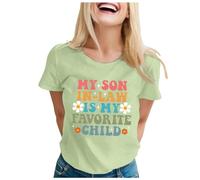 Camiseta de manga corta para mujer con texto en inglés "My Yeryn ist Mein Lieblingskind", para el Día de la Madre, manga corta, verde, XXL