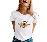 Camiseta de manga corta para mujer con texto en inglés "World Be Day", Blanco, L