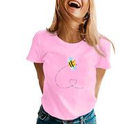 Camiseta de manga corta para mujer con texto en inglés "World Be Day", Rosa., S