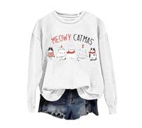 Camiseta de manga corta para mujer con texto en inglés "Your Christmas is Meowy and", Blanco, S