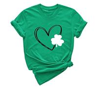 Camiseta de manga corta para mujer, cuello redondo, camiseta con estampado de San Patricio, para mujer, túnica, blusa para mujer, verde, S