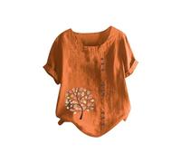 Camiseta de manga corta para mujer, de algodón y lino, talla grande, holgada, informal, cómoda, para mujer, Ye1, M