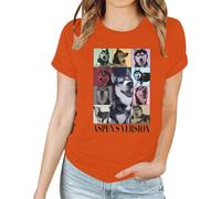 Camiseta de manga corta para mujer, de color liso, grande, holgada, cuello redondo, naranja, L