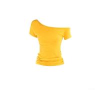 Camiseta de manga corta para mujer de corte ajustado, blusa de verano, transpirable, para tiempo libre, top negro, blanco, azul, amarillo, S-XL(amarillo L)