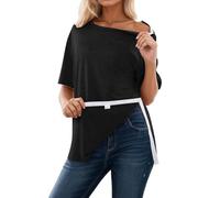 Camiseta de manga corta para mujer de rehabilitación, camiseta funcional después de operaciones de hombro con botón de presión, diálisis, quimio, camisetas de tirantes rotadores, ropa monocromática, O