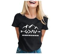 Camiseta de manga corta para mujer, diseño con texto en inglés "Gott ist größer als die Hochund Tie", Negro , M