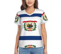 Camiseta de manga corta para mujer, diseño de West Virginia State Flag, Negro, 3XL