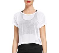 Camiseta de Manga Corta para Mujer,Elegante Suelta Sólido Elegantes T-Shirt Verano Deporte Fiesta tee elástica y cómoda Basic Deportivos Tops Talla Grande Original#G