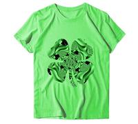 Camiseta de manga corta para mujer Primavera/Verano SP Festival Green Special Theme Print Cuello Redondo Manga Corta Camiseta Top 13 Camiseta de Gasa, D, L