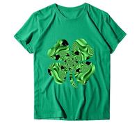 Camiseta de manga corta para mujer Primavera/Verano SP Festival Green Special Theme Print Cuello Redondo Manga Corta Camiseta Top 13 Camiseta de Gasa, b, XL