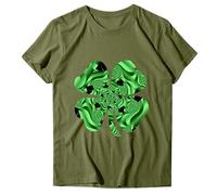 Camiseta de manga corta para mujer Primavera/Verano SP Festival Green Special Theme Print Cuello Redondo Manga Corta Camiseta Top 13 Camiseta de Gasa, c, L