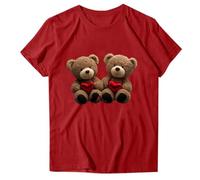 Camiseta de manga corta para mujer San Valentín Cuello redondo Camiseta Corazón Estampado Tops, 27-rojo, XL