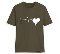 Camiseta de manga corta para mujer, talla grande, color neón, Verde militar., XXL