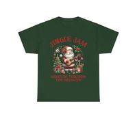 Camiseta de manga corta para mujer y hombre, Jingle Jam Santa Guitar de Groovin' Through The Holidays Christmas Funny Top, verde, M