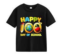 Camiseta de manga corta para niña con diseño de caballos, 1 día de apertura escolar, 1 día, aniversario, personalidad, holgada, manga corta, para niña, Negro , 2-3 años