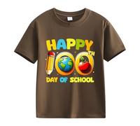 Camiseta de manga corta para niña con diseño de caballos, 1 día de apertura escolar, 1 día, aniversario, personalidad, holgada, manga corta, para niña, marrón, 2-3 años