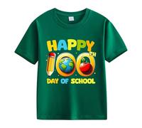 Camiseta de manga corta para niña con diseño de caballos, 1 día de apertura escolar, 1 día, aniversario, personalidad, holgada, manga corta, para niña, verde, 8-9 años