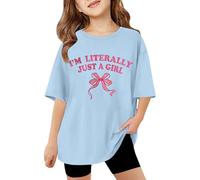 Camiseta de manga corta para niña: ideal para todos, flexible y transpirable. Material transpirable para niñas y niños. Se puede llevar durante todo el año., azul, 12-24 meses