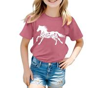 Camiseta de manga corta para niña, informal, cuello redondo, con estampado, cómoda prenda para el día a día para niños pequeños de entre trece años, Rosa., 10-11 años