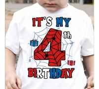 Camiseta de manga corta para niño, estilo casual y moderno, con estampado de " es mi 4º ", ideal para uso diario y actividades al aire libre, para , verano y otoño.
