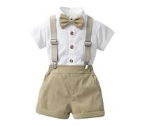Camiseta de Manga Corta para niños pequeños, Camisetas con Tirantes y Pantalones Cortos, Conjuntos niños pequeños Trajes Niños Bautismo Trajes De Vestir Bebes Boy