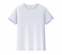 Camiseta de manga corta para niños, tejido de malla transpirable para niños y niñas, cómodo top básico con cuello redondo, ideal para el uso diario en primavera y verano, Blanco, 9-10 años