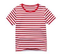Camiseta de Manga Corta para Niños y Niñas Casual Cuello Redondo Camisetas de Algodón de Rayas Suave Cómodo Ligeras Blusa Verano Top Moda Informal T-Shirts Lindo Ropa Niño 2-13 Años