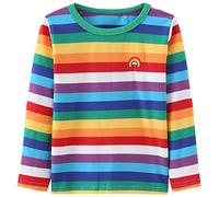 Camiseta de manga corta para niños y niñas, de 1 a 10 años, Rayas arcoíris 1, 4-5 Años