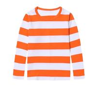 Camiseta de manga corta para niños y niñas, de 1 a 10 años, Rayas blancas y naranjas, 3-4 Años
