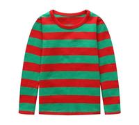 Camiseta de manga corta para niños y niñas, de 1 a 10 años, Rayas rojas y verdes, 7-8 Años