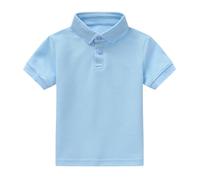 Camiseta de manga corta para niños y niñas, informal, sólida, para caballeros, vacaciones, camisetas, azul, 6-7 años