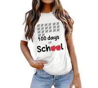 Camiseta de manga corta para profesor de 100 días de escuela con texto "Happy 100 Days of School", Blanco, XXL