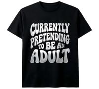 Camiseta de Manga Corta Plata metálica Actualmente fingiendo ser un | suave Short Sleeve Tee Regular Tee de Manga Corta para Verano Gimnasio Adulto