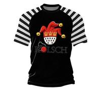 Camiseta de manga corta raglán para hombre con estampado bufón Kölsch Carnaval de Colonia, camiseta casual a rayas contrastantes para fiesta, varios colores disponibles Comodidad