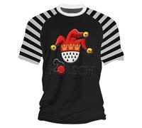 Camiseta de manga corta raglán para hombre con estampado bufón Kölsch Carnaval de Colonia, camiseta casual a rayas contrastantes para fiesta, varios colores disponibles Comodidad