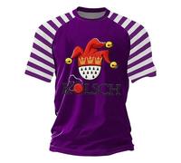 Camiseta de manga corta raglán para hombre con estampado bufón Kölsch Carnaval de Colonia, camiseta casual a rayas contrastantes para fiesta, varios colores disponibles Comodidad