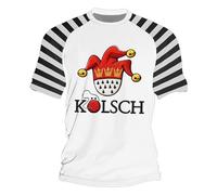 Camiseta de manga corta raglán para hombre con estampado bufón Kölsch Carnaval de Colonia, camiseta casual a rayas contrastantes para fiesta, varios colores disponibles Comodidad