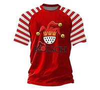 Camiseta de manga corta raglán para hombre con estampado bufón Kölsch Carnaval de Colonia, camiseta casual a rayas contrastantes para fiesta, varios colores disponibles Comodidad